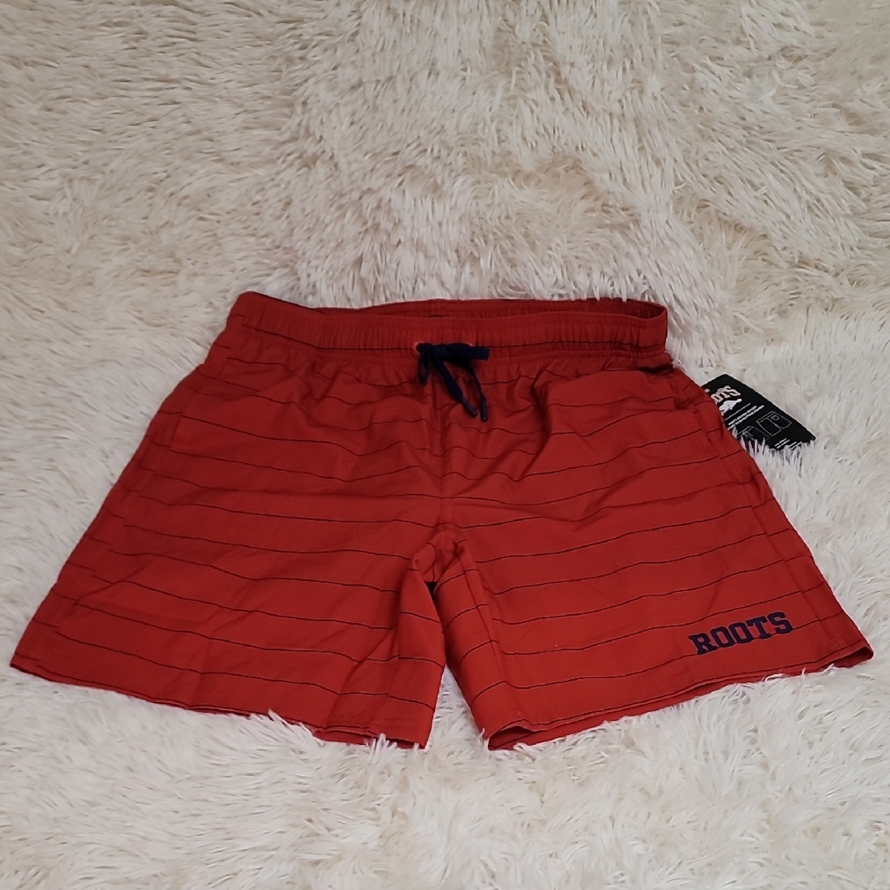 Roots ,Men, Red and Black Striped Swim Shorts, Trunks